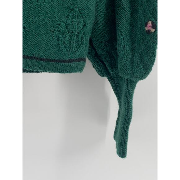 CARROLL REED Women's Vintage 70's Green 3D Floral Knit Button-Up Cardigan SZ S - Picture 6 of 9